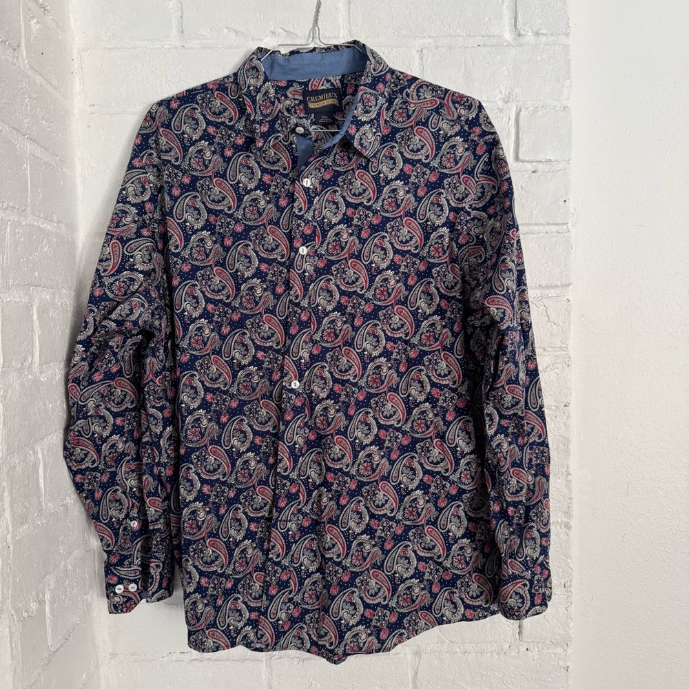 Cremieux Premium Denim Paisley Shirt XXL – 100% Cotton, Vintage Style $50